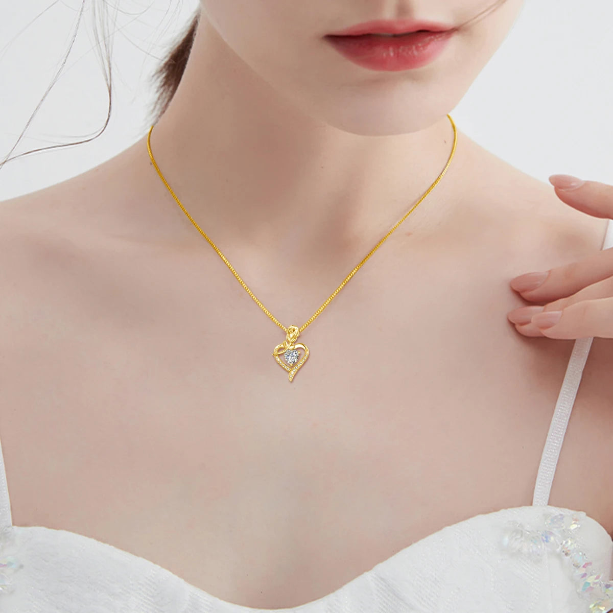 Rose Heart Moissanite Necklace