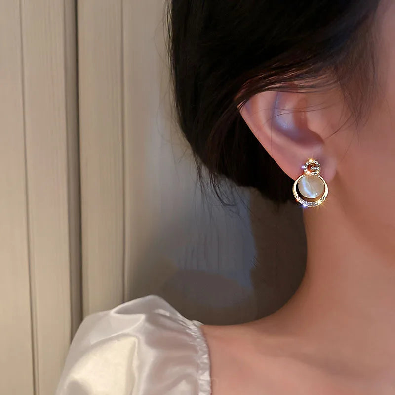 Bohemian Pearl & Rhinestone Stud Earrings