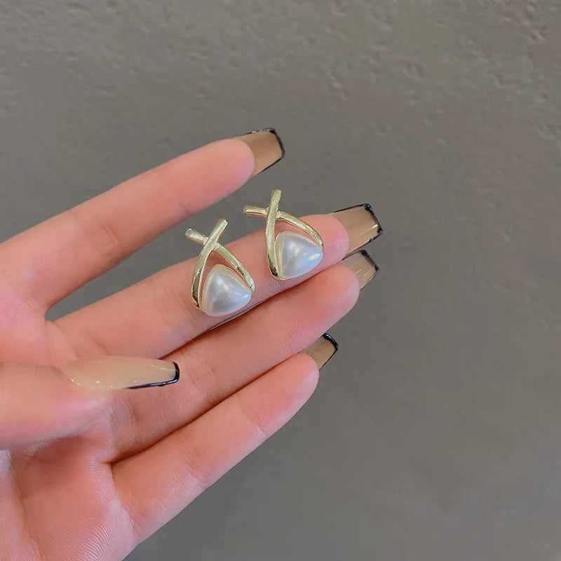 Bohemian Pearl & Rhinestone Stud Earrings