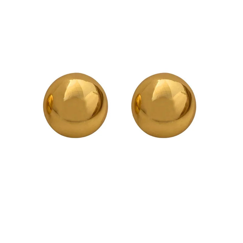 Half Bead And Heart Metal Stud Earrings