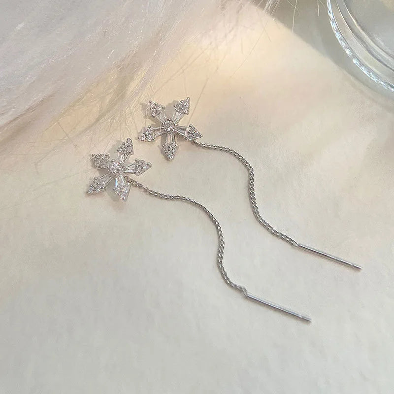 Vintage Crystal Tassel Drop Earrings – Star & Heart Charm Dangles