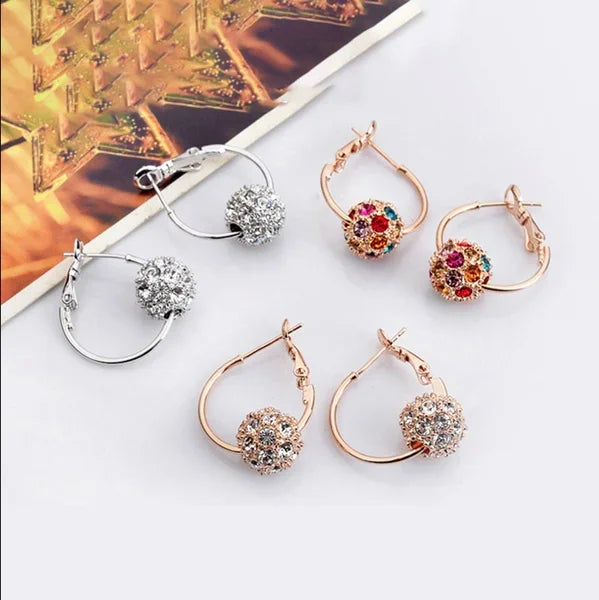 Shiny Zircon Ball Drop Earrings - Silver, Gold, Multicolor
