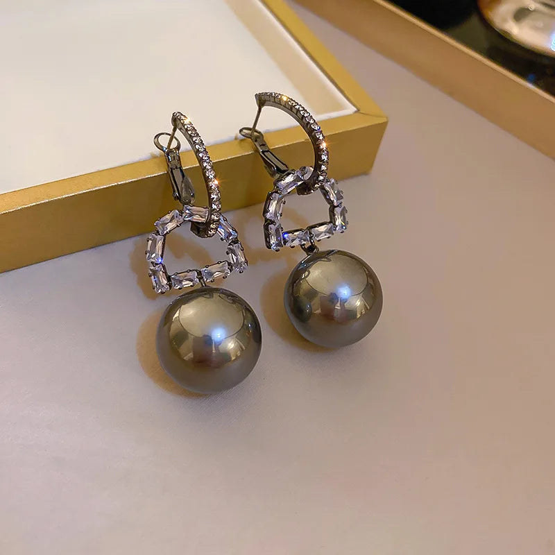Bohemian Pearl & Rhinestone Stud Earrings
