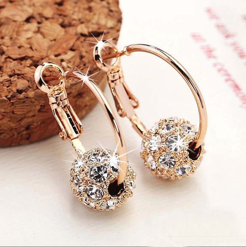 Shiny Zircon Ball Drop Earrings - Silver, Gold, Multicolor