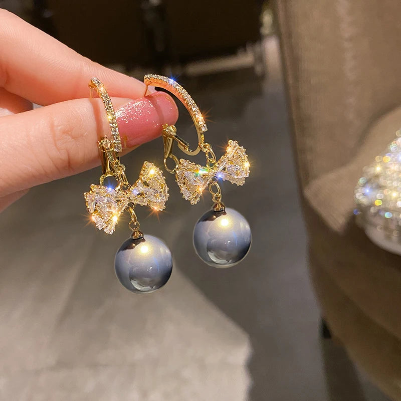 Bohemian Pearl & Rhinestone Stud Earrings