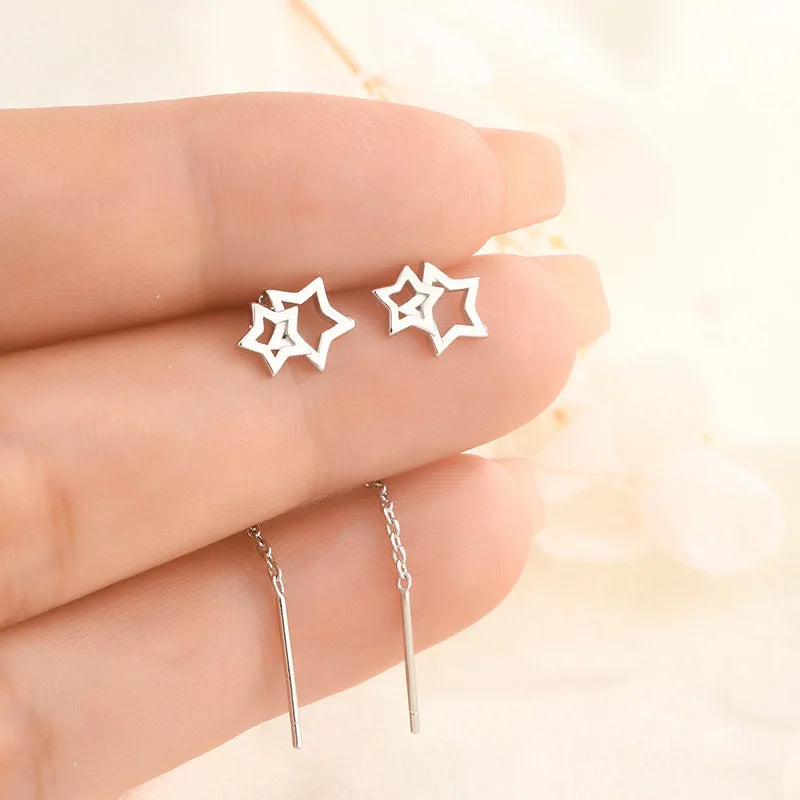 Multicolor Geometric Drop Earrings – Crystal & Copper