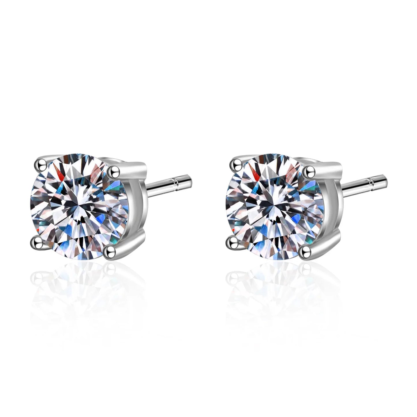 Crown-Cut 2.0CT Moissanite Stud Earrings – 925 Sterling Silver