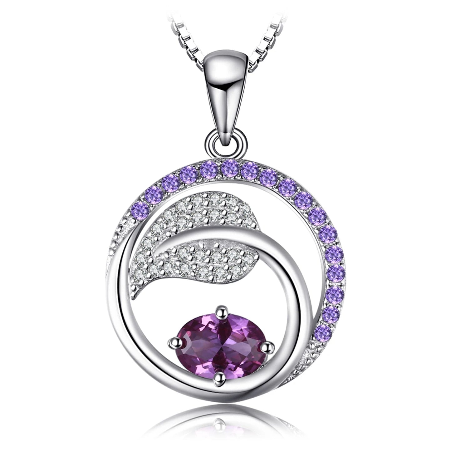 Alexandrite Leaf Pendant Necklace – 925 Sterling Silver Chain
