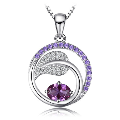 Alexandrite Leaf Pendant Necklace – 925 Sterling Silver Chain