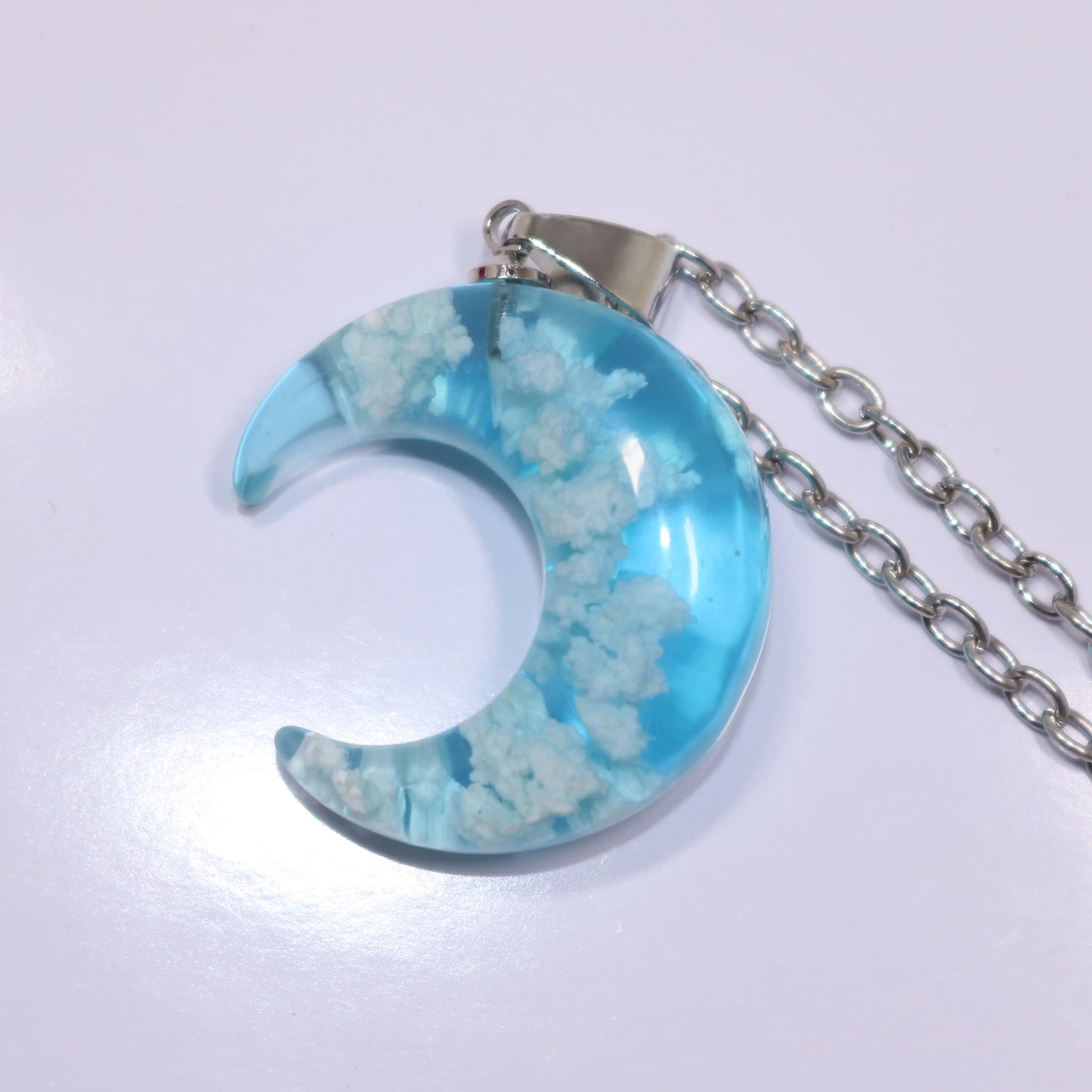Blue Sky & Cloud Resin Pendant Necklace