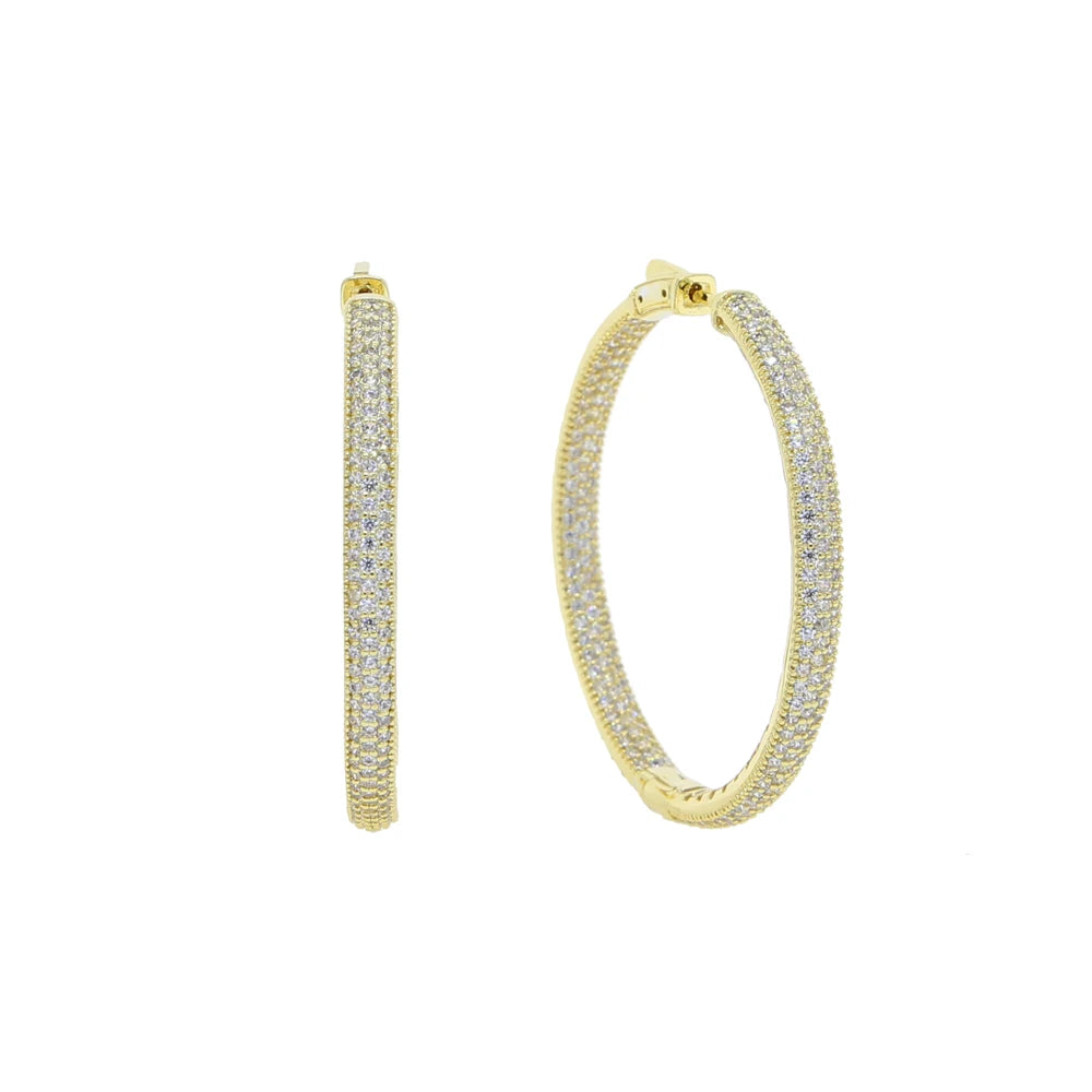 Iced Out Hoop Earrings – 25mm/50mm Full CZ Coverage
