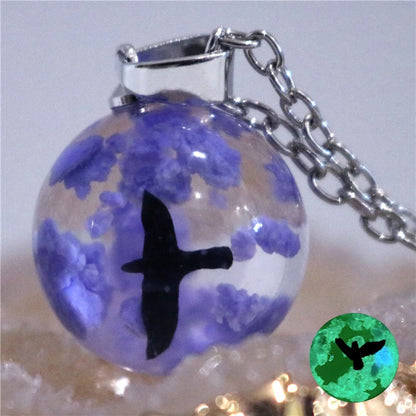 Blue Sky & Cloud Resin Pendant Necklace