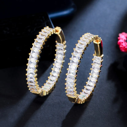 Chic Moissanite-Studded Hoop Earrings