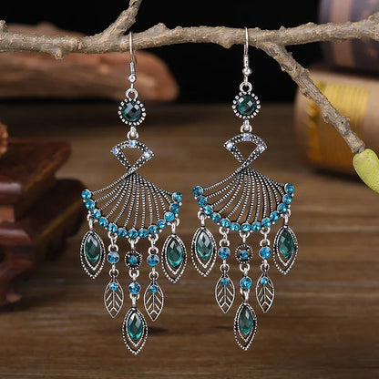 Bohemian Crystal Drop Earrings – Multicolor Rhinestone Dangles
