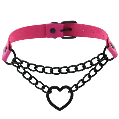 Vintage Heart Choker - Leather Goth Collar