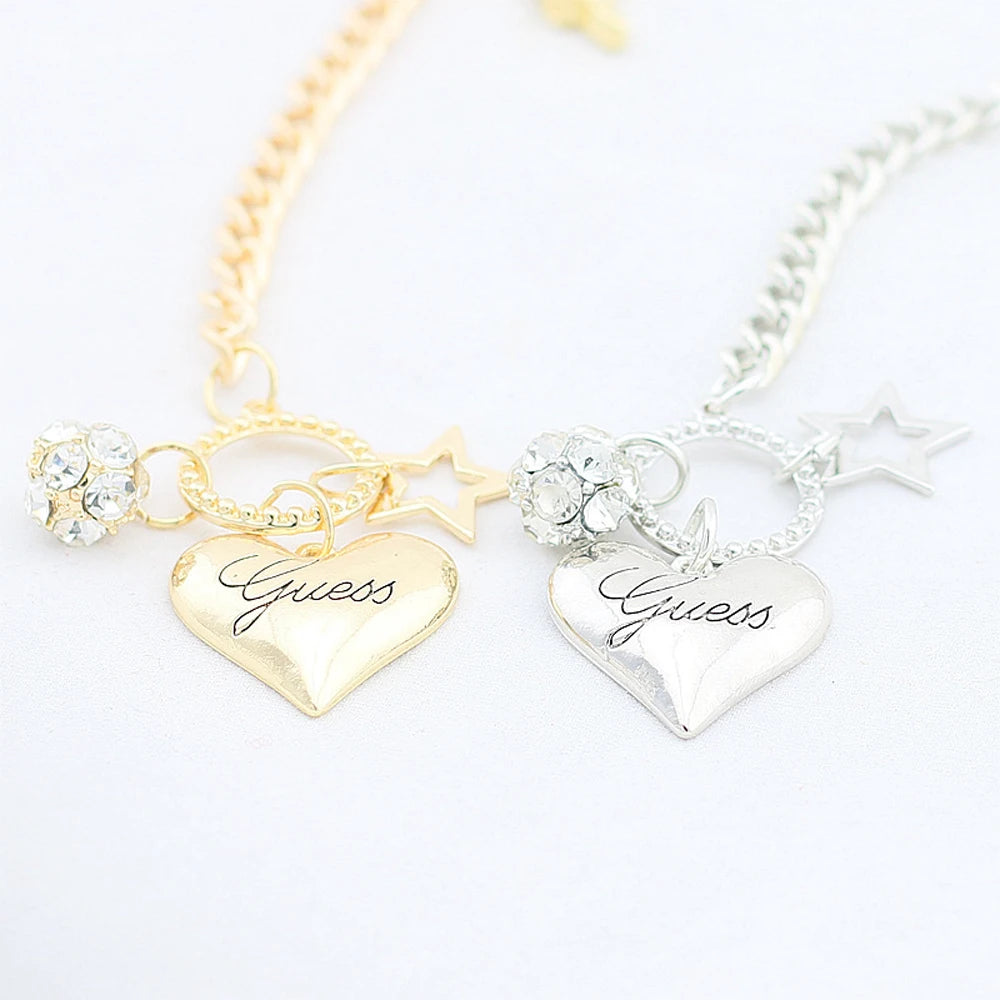 Gold & Silver Heart Charm Bracelet for Women