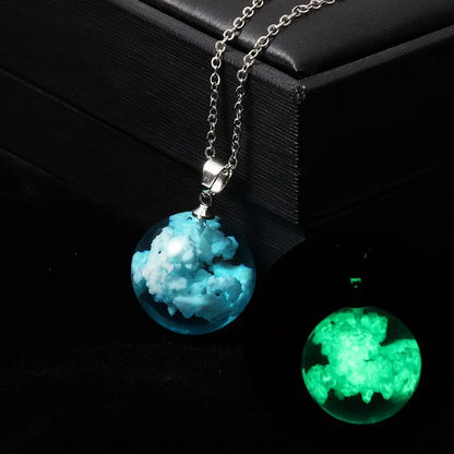 Blue Sky & Cloud Resin Pendant Necklace