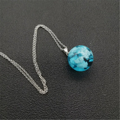 Blue Sky & Cloud Resin Pendant Necklace