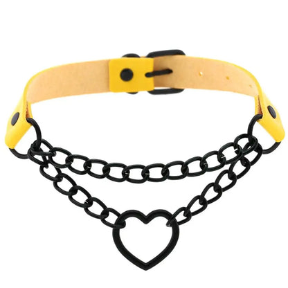 Vintage Heart Choker - Leather Goth Collar