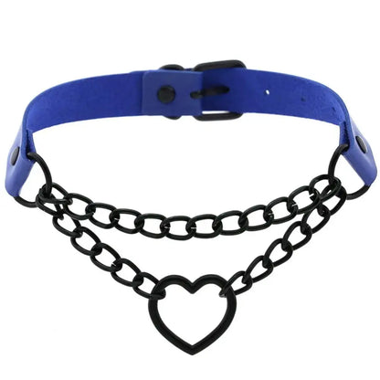 Vintage Heart Choker - Leather Goth Collar