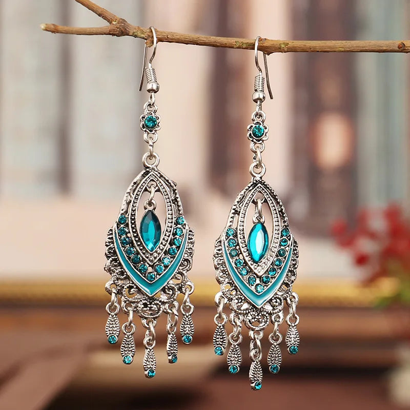Bohemian Crystal Drop Earrings – Multicolor Rhinestone Dangles