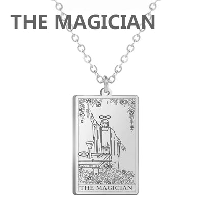 Tarot Card Pendant Necklace – Stainless Steel Engraved Necklace