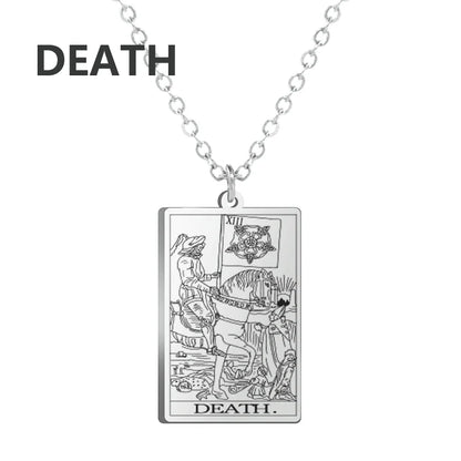 Tarot Card Pendant Necklace – Stainless Steel Engraved Necklace