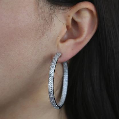 Iced Out Hoop Earrings – 25mm/50mm Full CZ Coverage