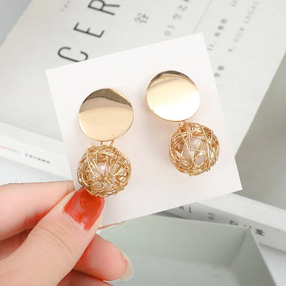 Multi-Shaped Round and Irregular Hollow Pin Earrings