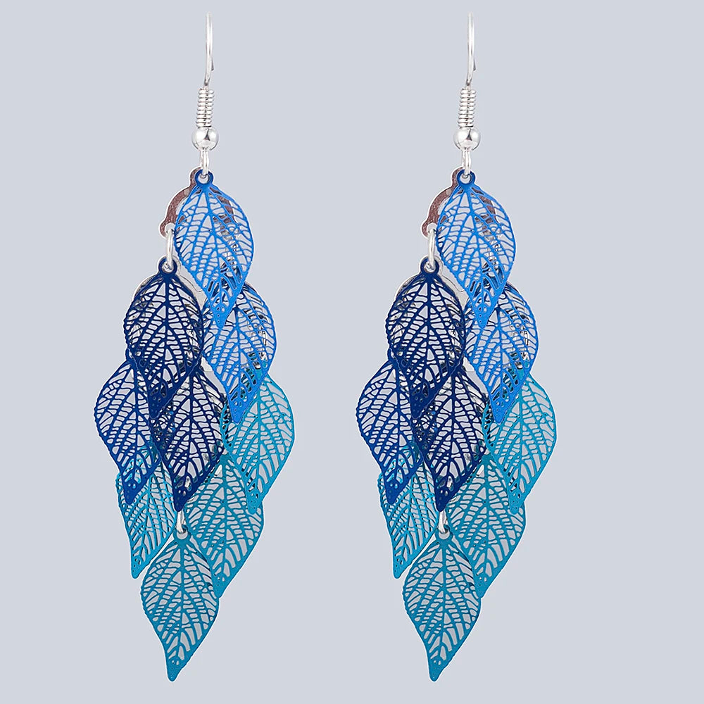 Bohemian Nine Leaf Drop Earrings