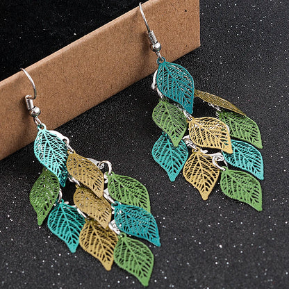 Bohemian Nine Leaf Drop Earrings