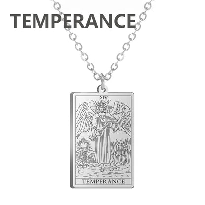 Tarot Card Pendant Necklace – Stainless Steel Engraved Necklace
