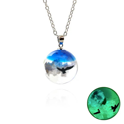 Blue Sky & Cloud Resin Pendant Necklace