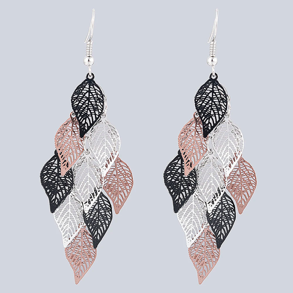 Bohemian Nine Leaf Drop Earrings