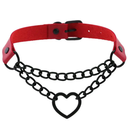Vintage Heart Choker - Leather Goth Collar