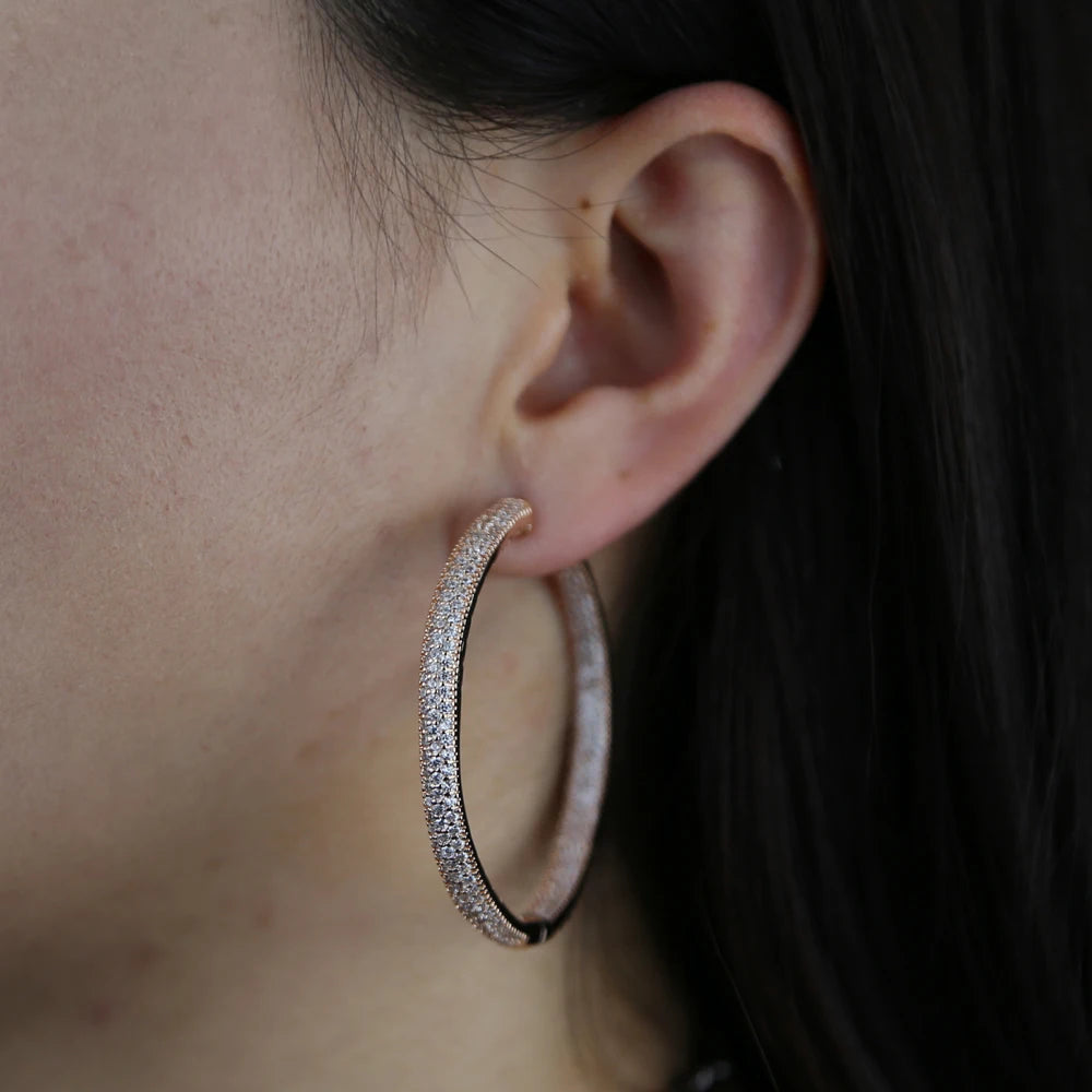 Iced Out Hoop Earrings – 25mm/50mm Full CZ Coverage