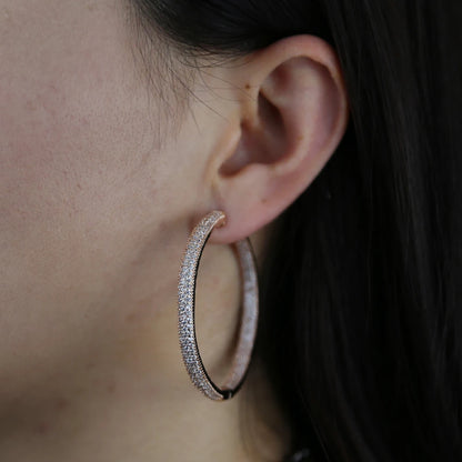 Iced Out Hoop Earrings – 25mm/50mm Full CZ Coverage