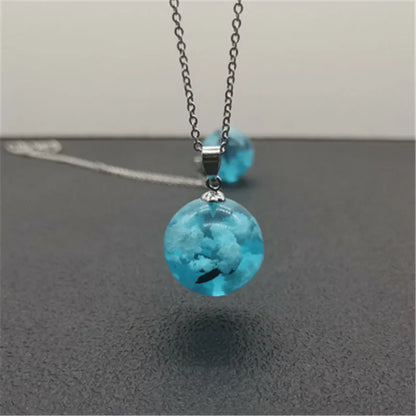 Blue Sky & Cloud Resin Pendant Necklace