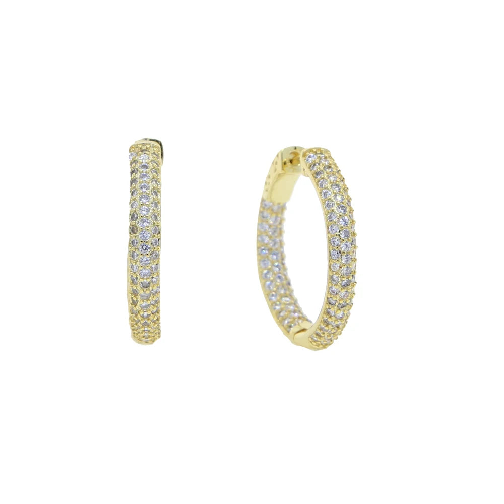 Iced Out Hoop Earrings – 25mm/50mm Full CZ Coverage