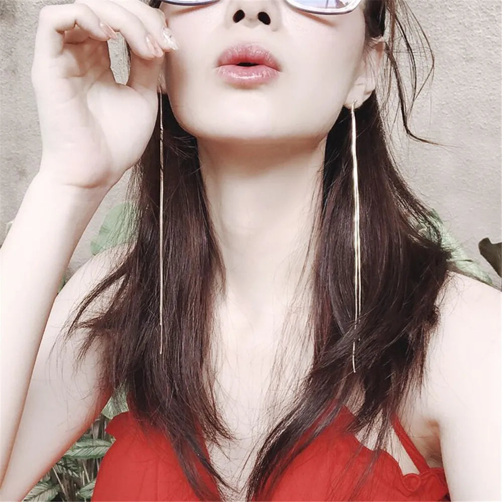 Long Tassel Drop Earrings