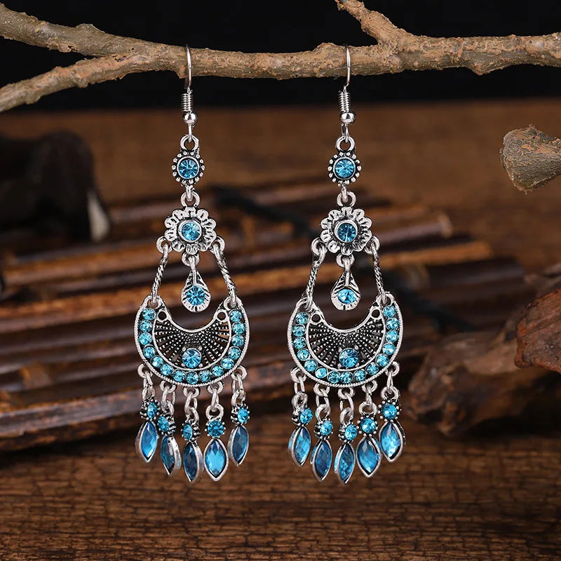 Bohemian Crystal Drop Earrings – Multicolor Rhinestone Dangles