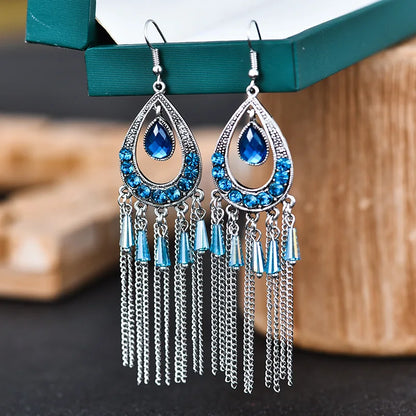 Bohemian Crystal Drop Earrings – Multicolor Rhinestone Dangles