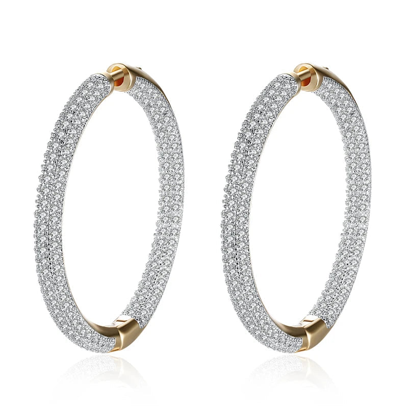 Moissanite-Studded 925 Sterling Silver Hoop Earrings