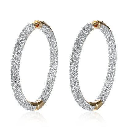 Moissanite-Studded 925 Sterling Silver Hoop Earrings