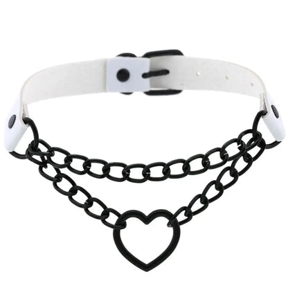 Vintage Heart Choker - Leather Goth Collar