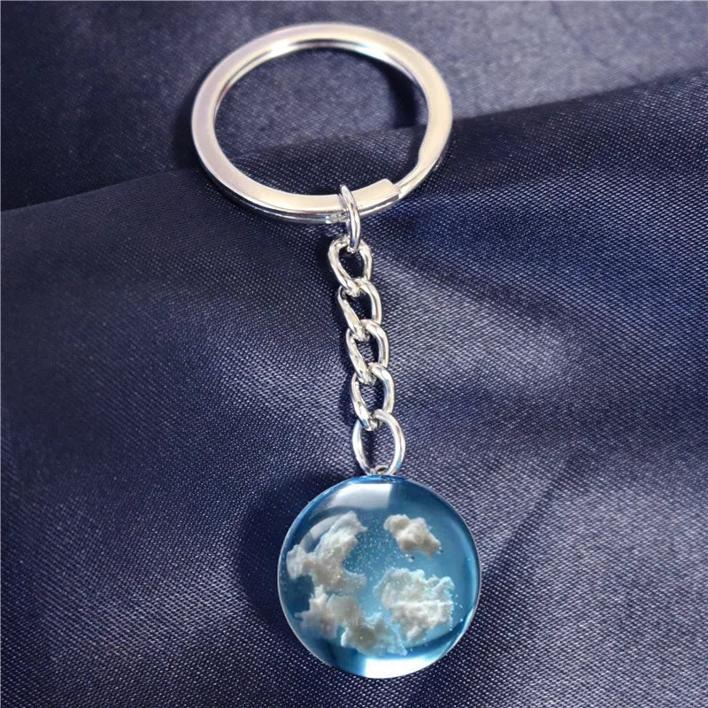 Blue Sky & Cloud Resin Pendant Necklace