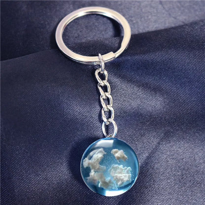 Blue Sky & Cloud Resin Pendant Necklace