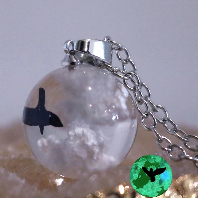 Blue Sky & Cloud Resin Pendant Necklace