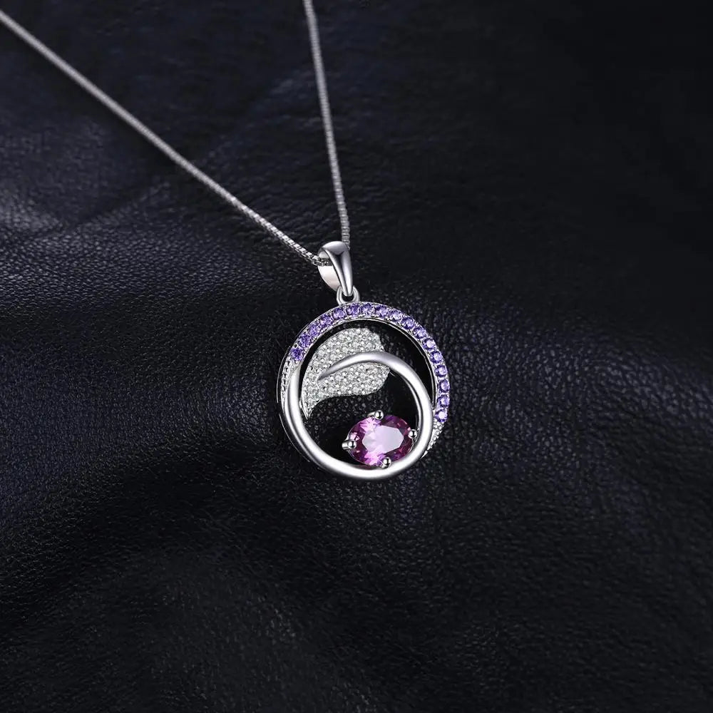 Alexandrite Leaf Pendant Necklace – 925 Sterling Silver Chain