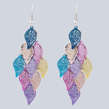 Bohemian Nine Leaf Drop Earrings